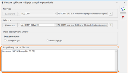 Faktury – subskrypcja