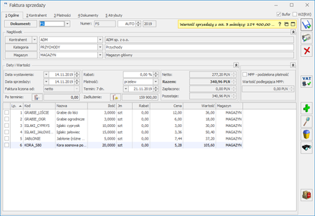 gr1 COMARCH ERP OPTIMA Faktury test